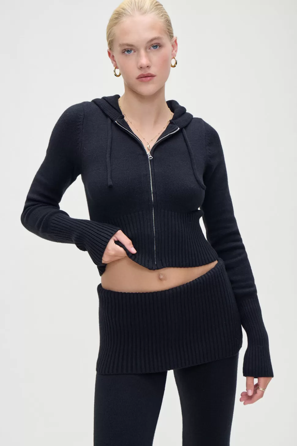 Frankies Bikinis Tops | Matching Sets>Aimee Zip Up Hoodie Black