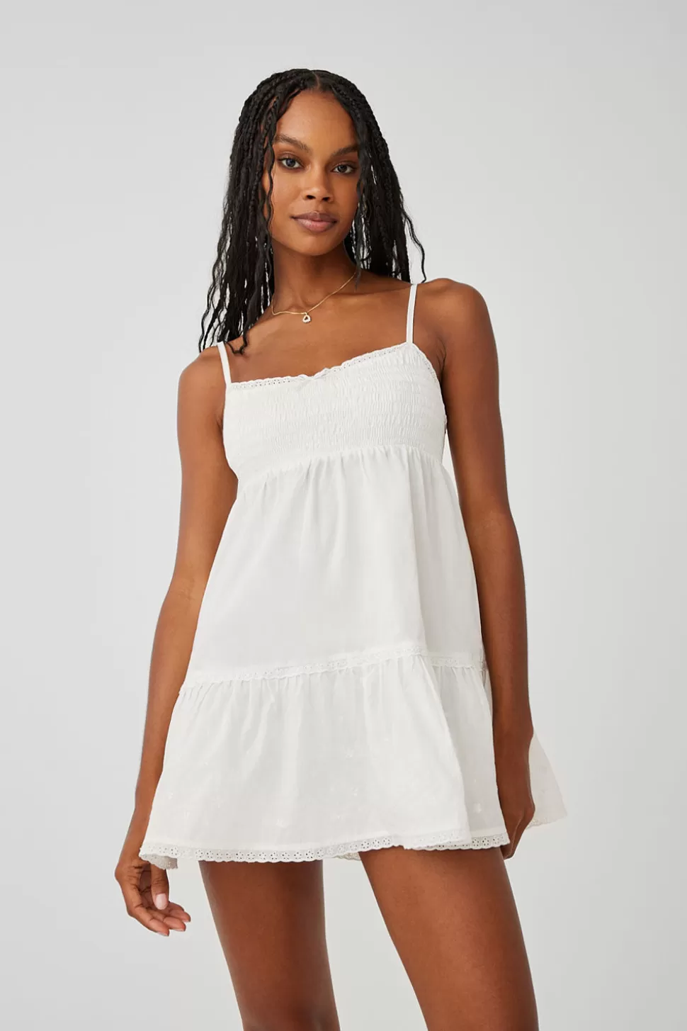 Frankies Bikinis Dresses>Baby Embroidered Mini Dress White