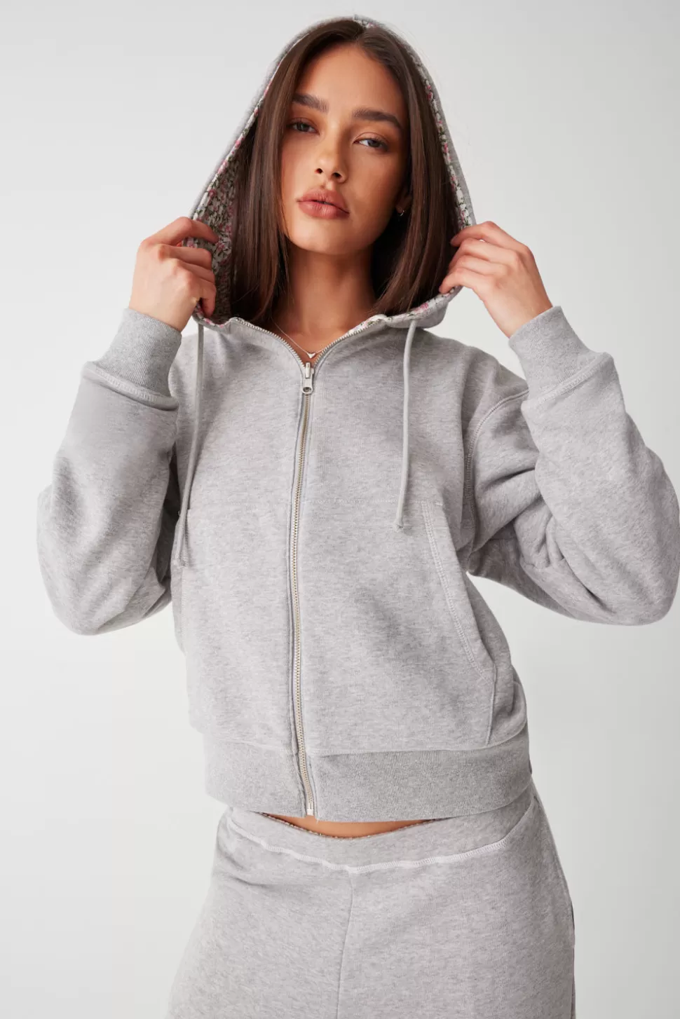 Frankies Bikinis Tops>Casper Zip Up Hoodie Heather Grey / Baby Blanket