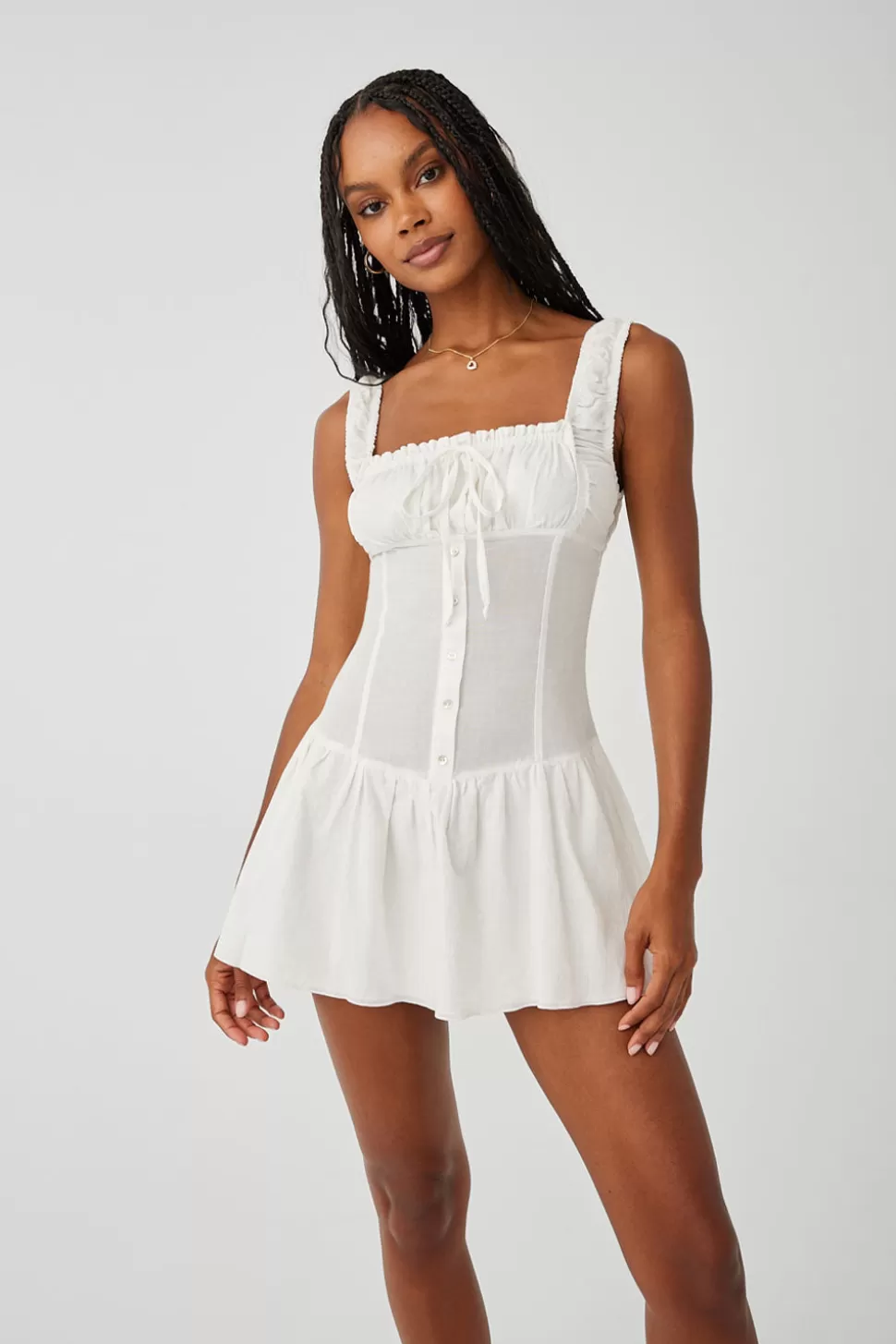 Frankies Bikinis Dresses>Christa Ruffle Mini Dress Sunrose