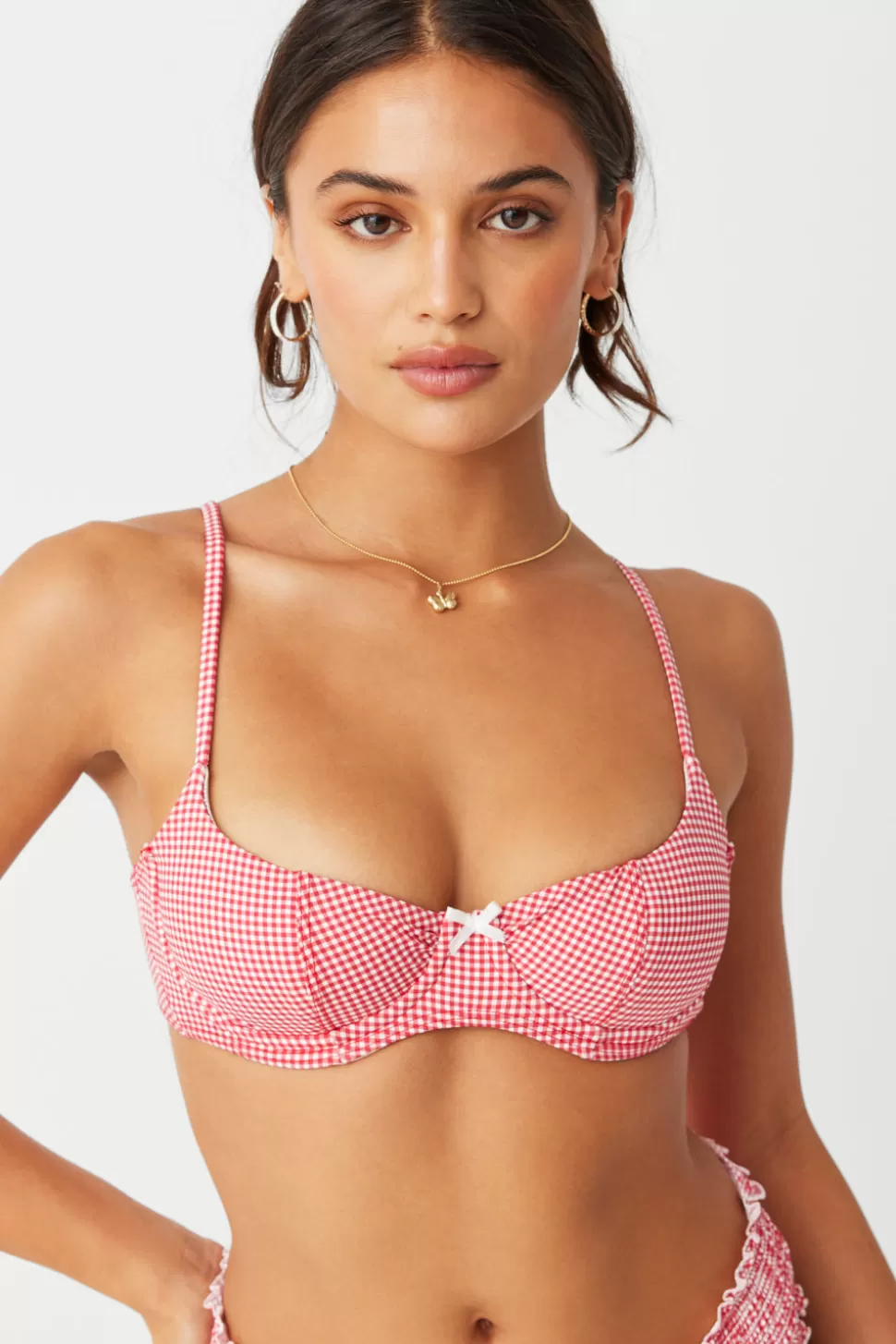 Frankies Bikinis Tops | Bikinis>Cola Underwire Balconette Bikini Top Ladybug Gingham