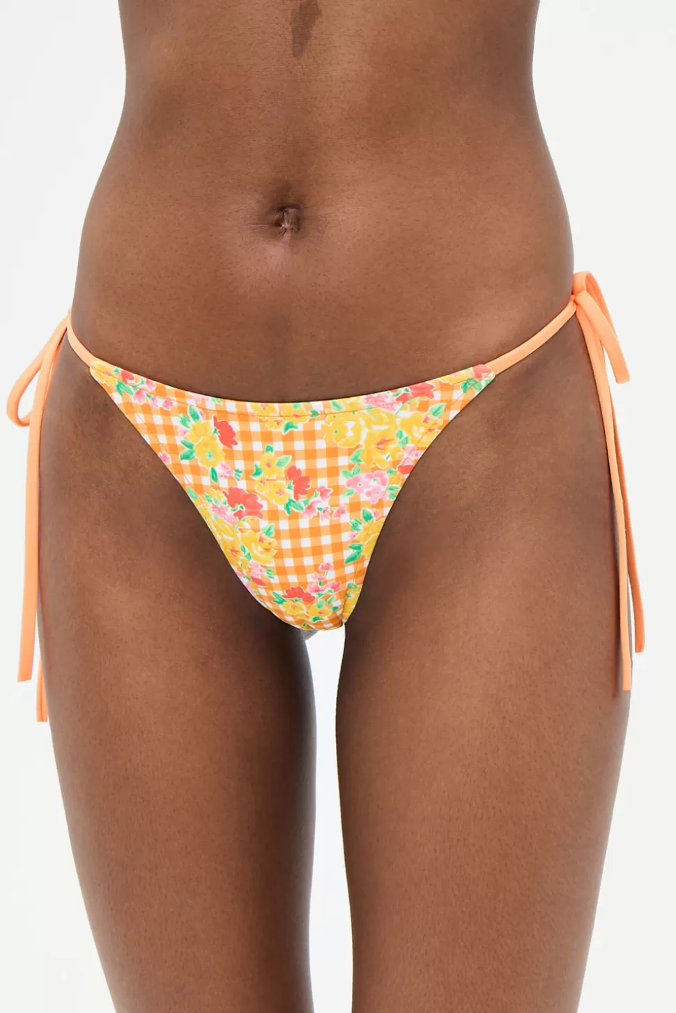 Frankies Bikinis Bottoms | Bikinis>Divine Floral Skimpy Bikini Bottom Marigold Gingham