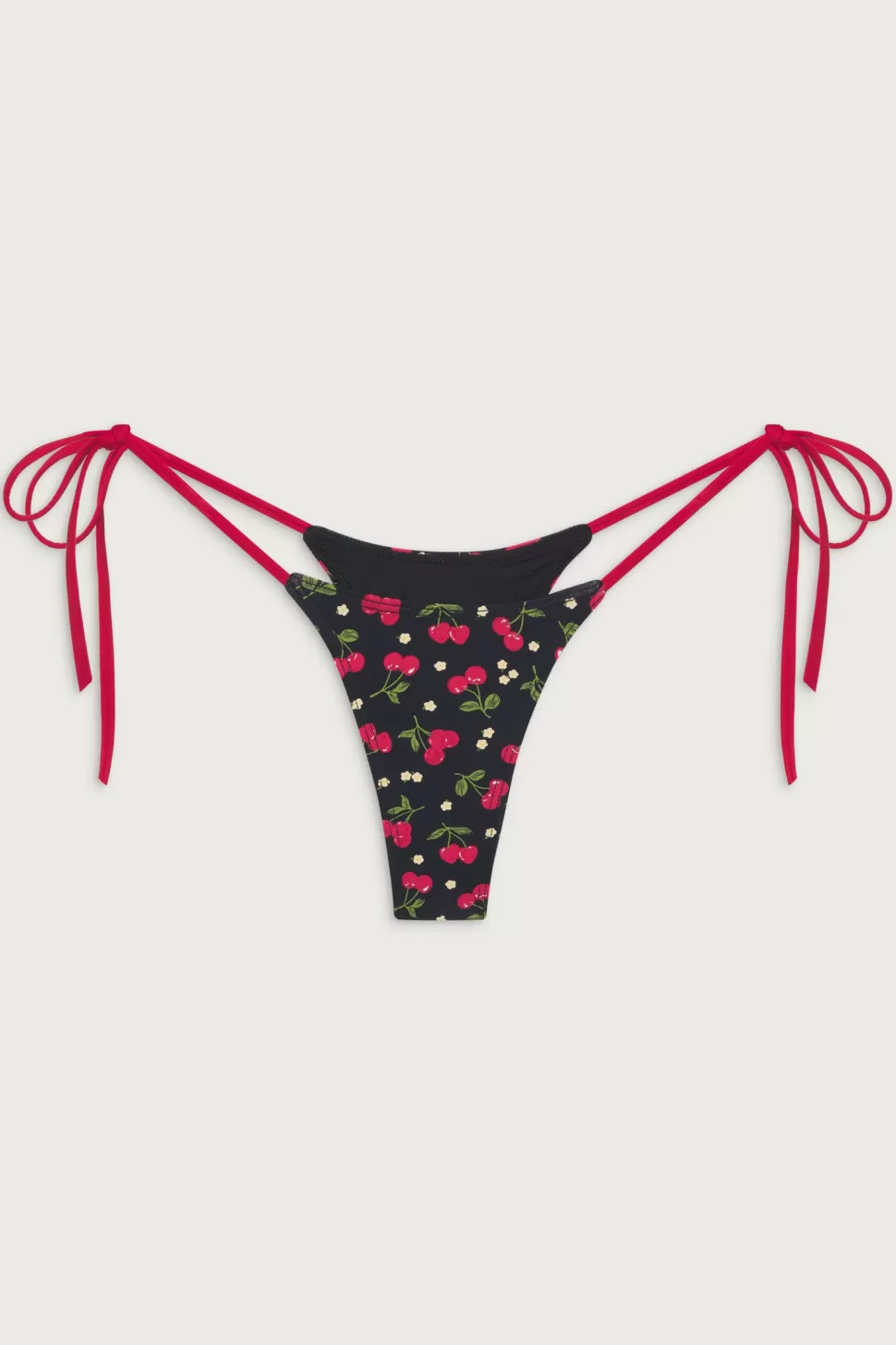 Frankies Bikinis Bottoms | Bikinis>Divine Tie Side Skimpy Bikini Bottom Cherry Hearts