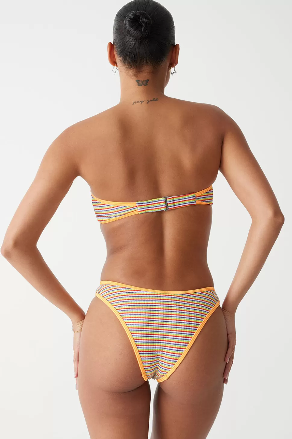 Frankies Bikinis Bottoms | Bikinis>Dove Striped Classic Bikini Bottom Hawaiian Sky