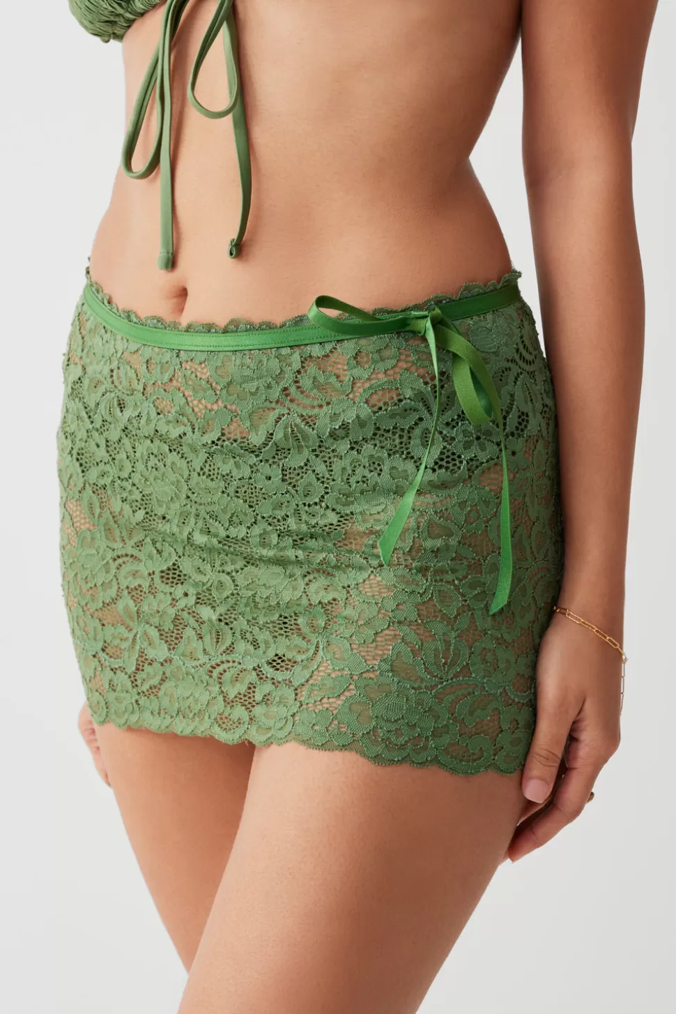 Frankies Bikinis Bottoms>Dylan Lace Mini Skirt Sea Moss