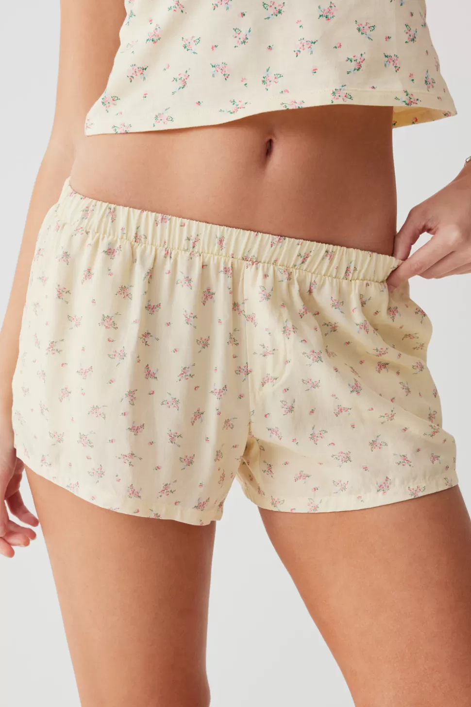 Frankies Bikinis Bottoms>Farmhouse Floral Mini Short Buttercup Bouquet