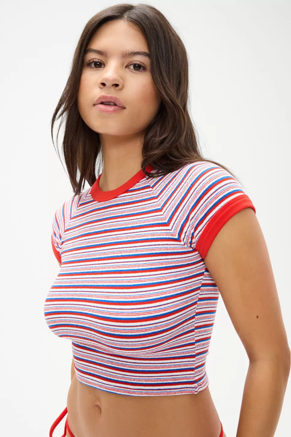 Frankies Bikinis Tops>Jane Terry Cropped Tee American Summer