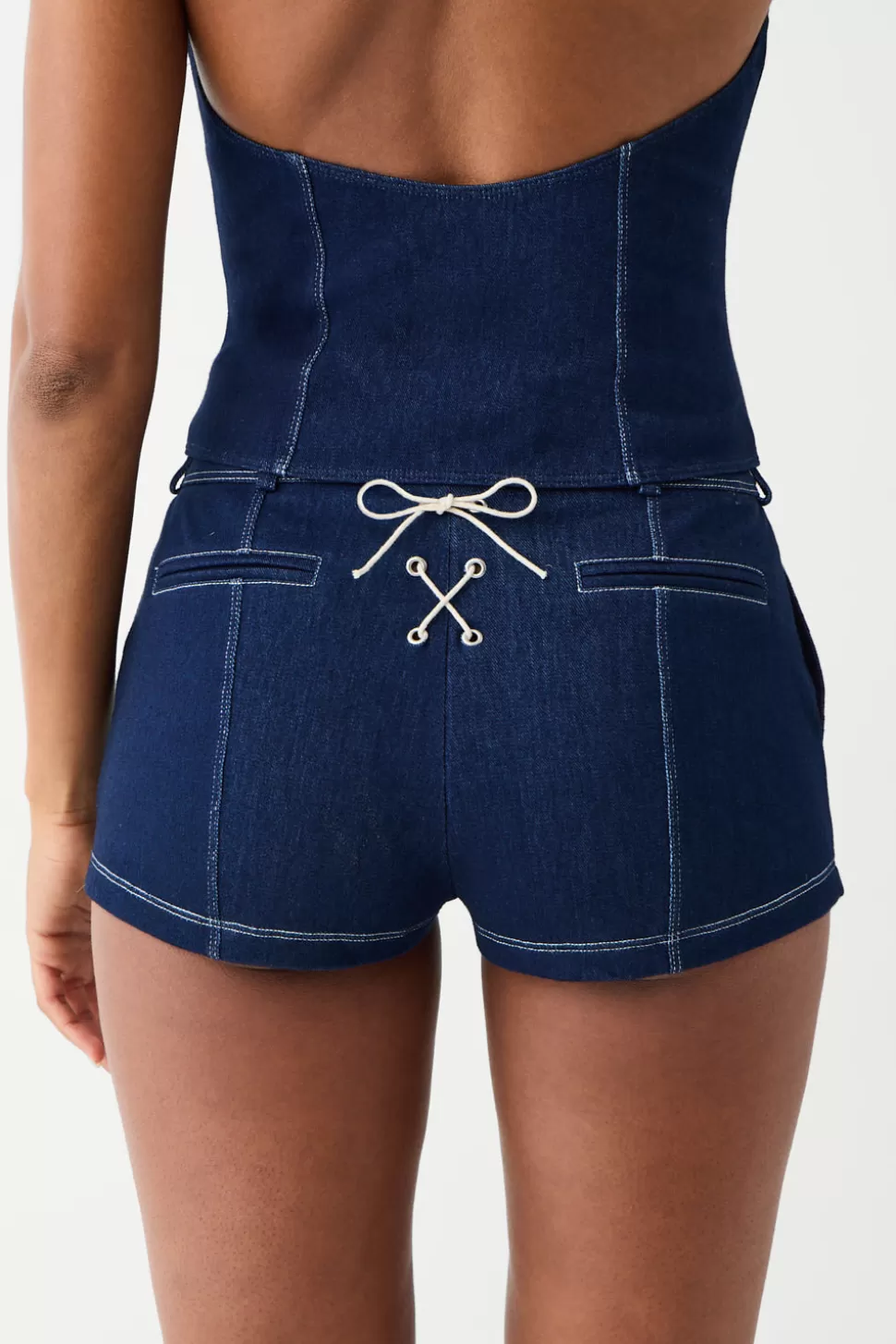 Frankies Bikinis Bottoms>Mary Denim Mini Short Blue Denim