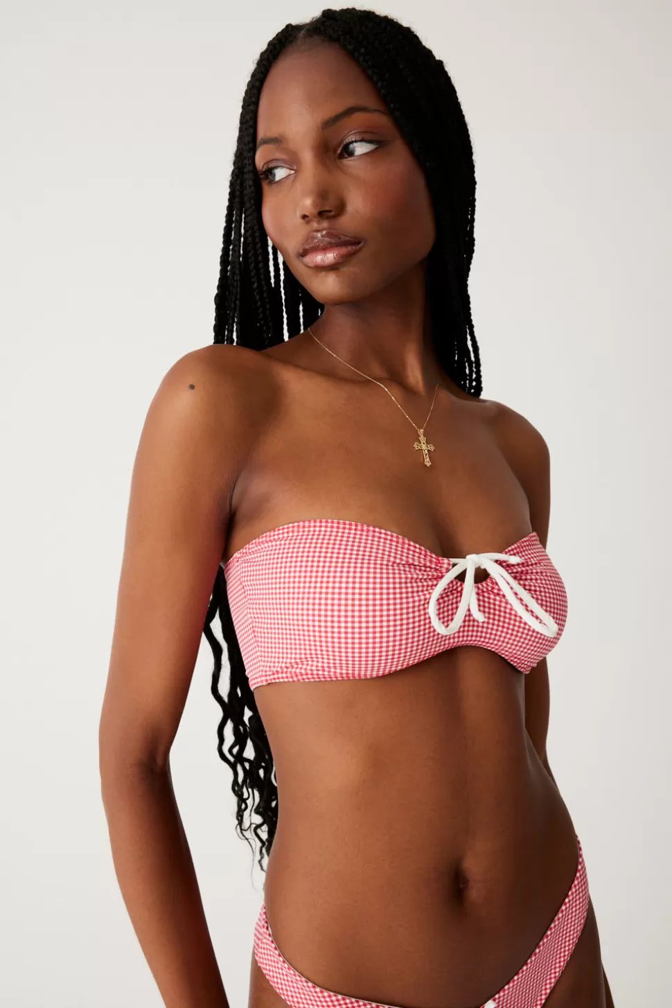 Frankies Bikinis Tops | Bikinis>Meredith Bandeau Bikini Top Ladybug Gingham