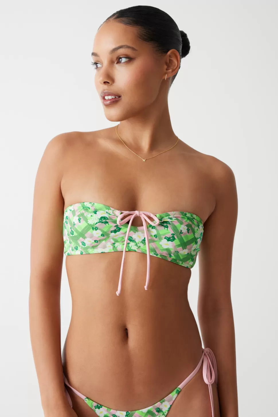 Frankies Bikinis Tops | Bikinis>Meredith Plaid Bandeau Bikini Top Baby Daisy