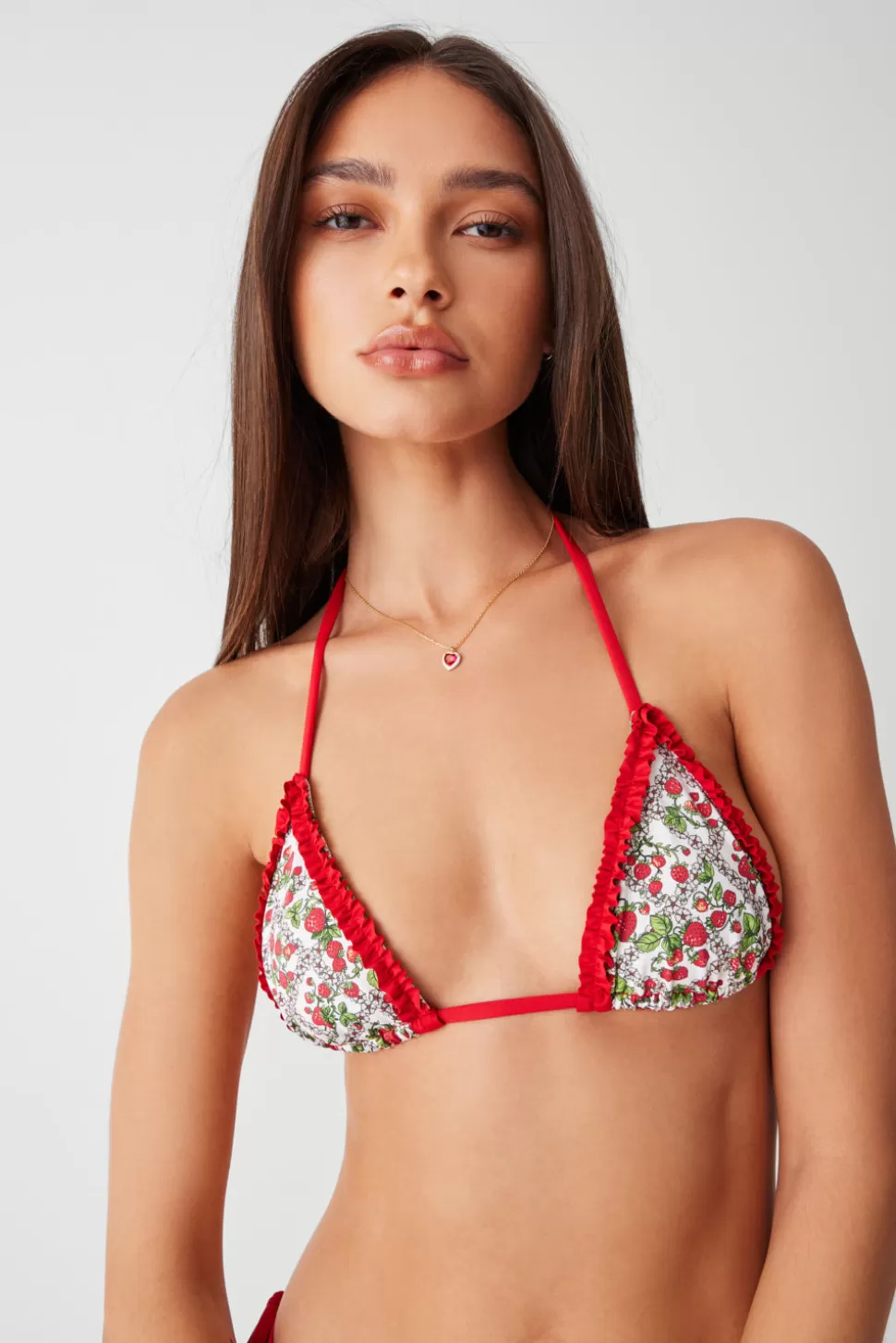 Frankies Bikinis Tops | Bikinis>Nick Triangle Halter Bikini Top Berry in Love