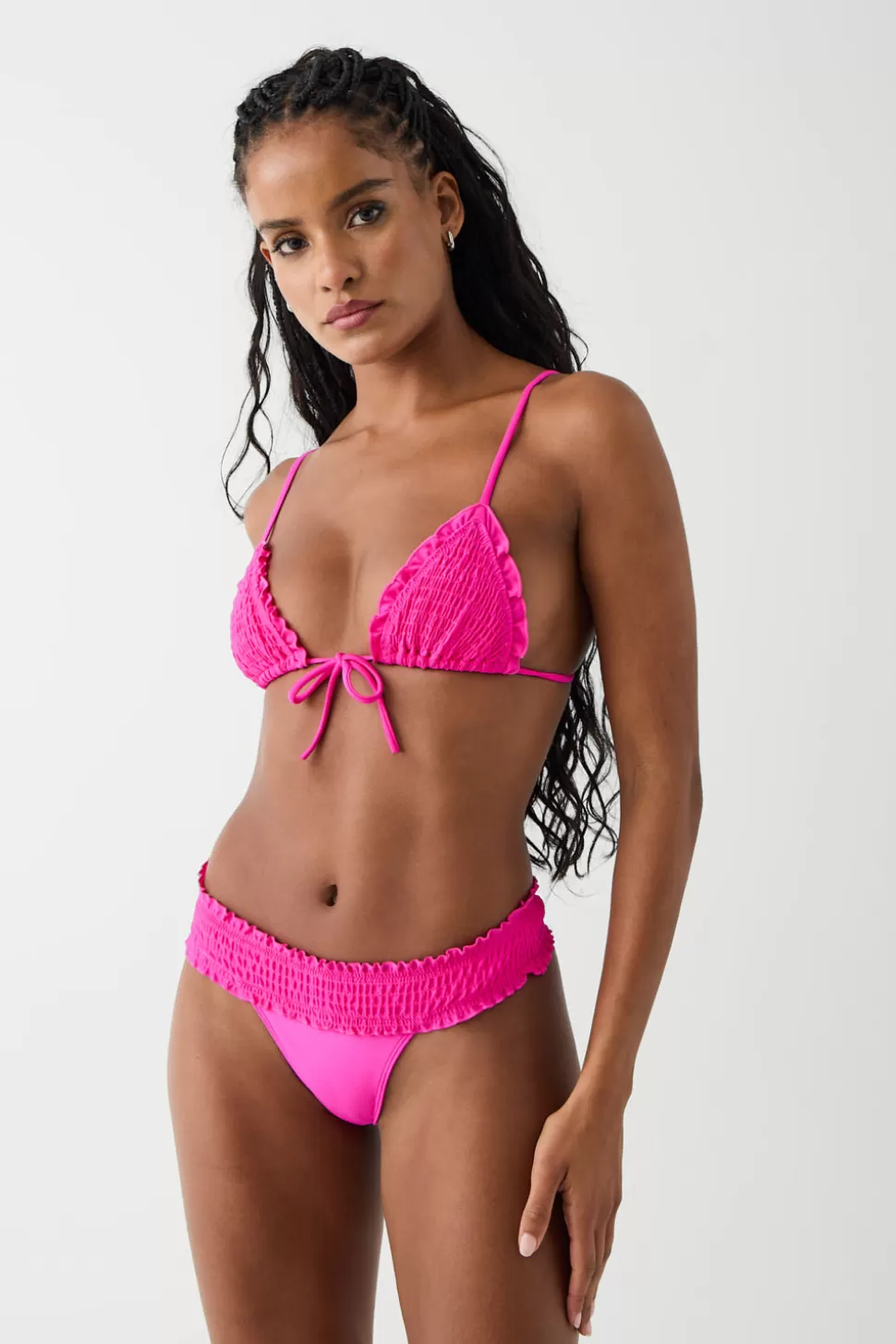 Frankies Bikinis Tops | Bikinis>Penny Triangle Shine Bikini Top Candy Pink