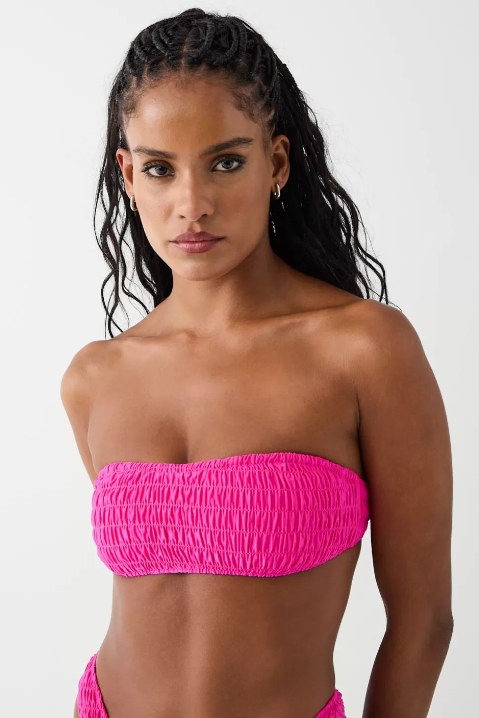 Frankies Bikinis Tops | Bikinis>Rosabella Bandeau Shine Bikini Top Candy Pink