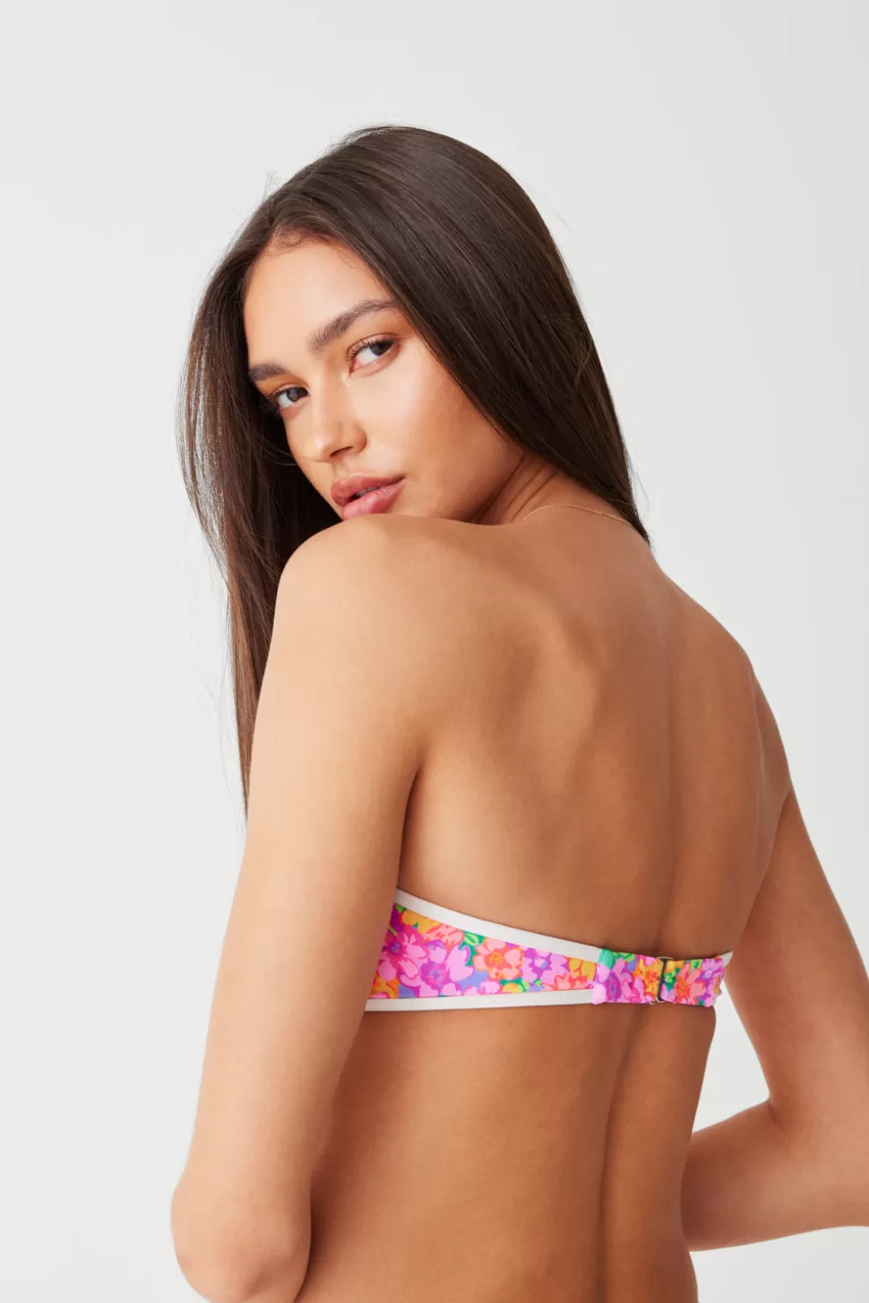 Frankies Bikinis Tops | Bikinis>Rosabella Floral Bandeau Bikini Top Daisy Pond