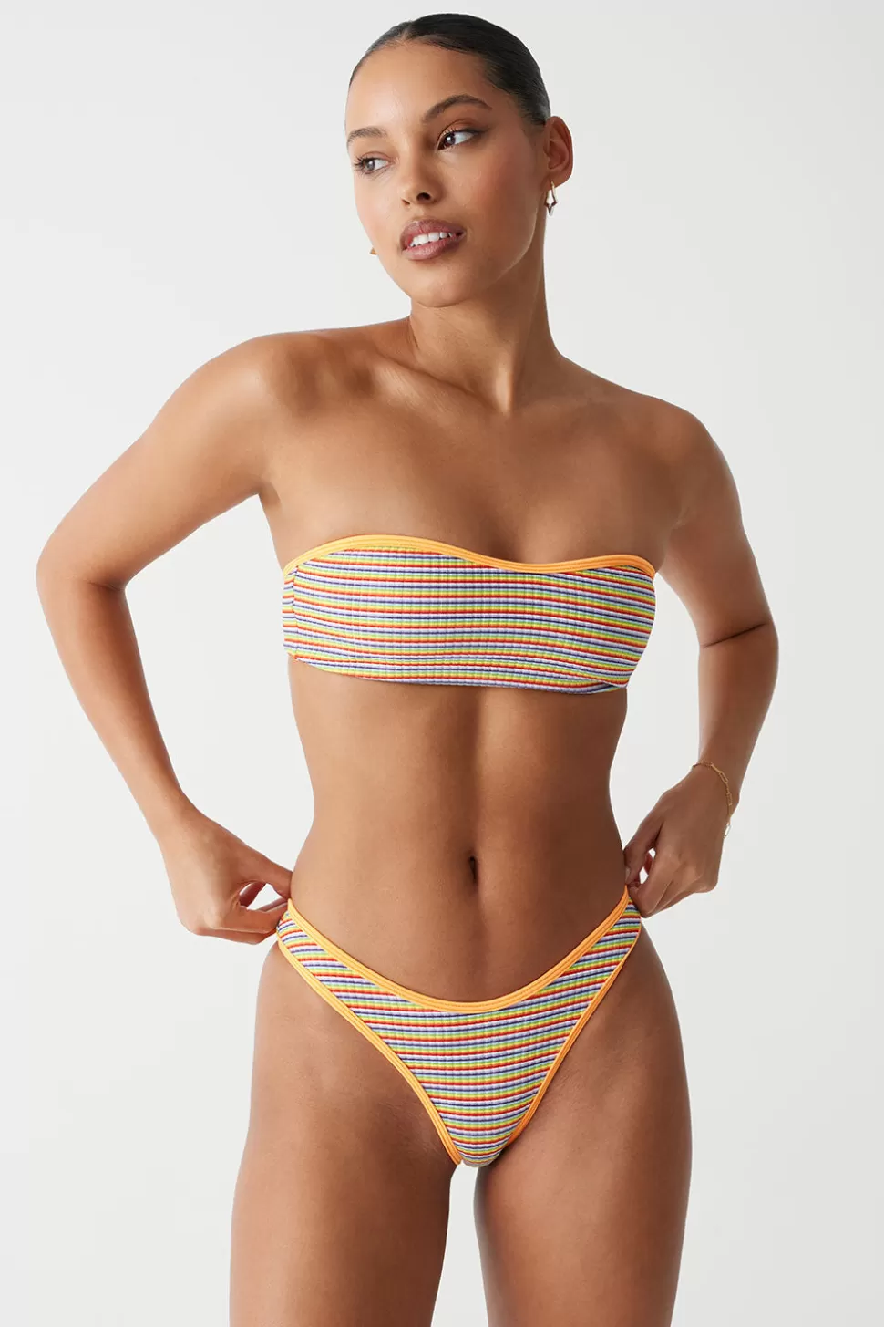 Frankies Bikinis Tops | Bikinis>Rosabella Striped Bandeau Bikini Top Hawaiian Sky