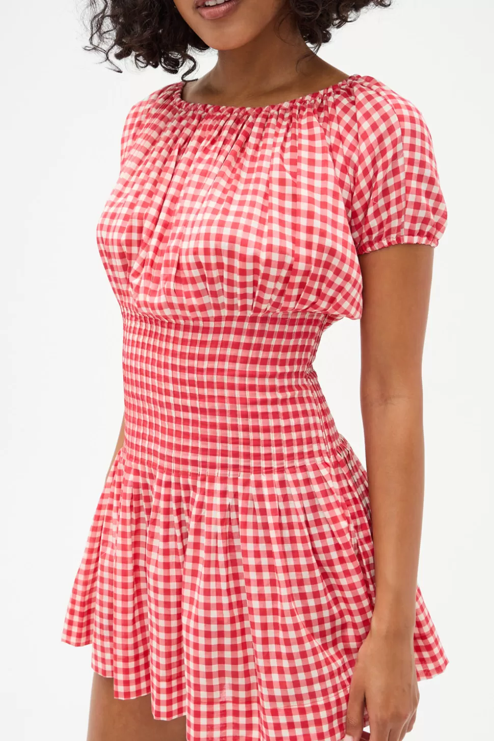 Frankies Bikinis Dresses>Sadie Gingham Mini Dress Cherry Gingham