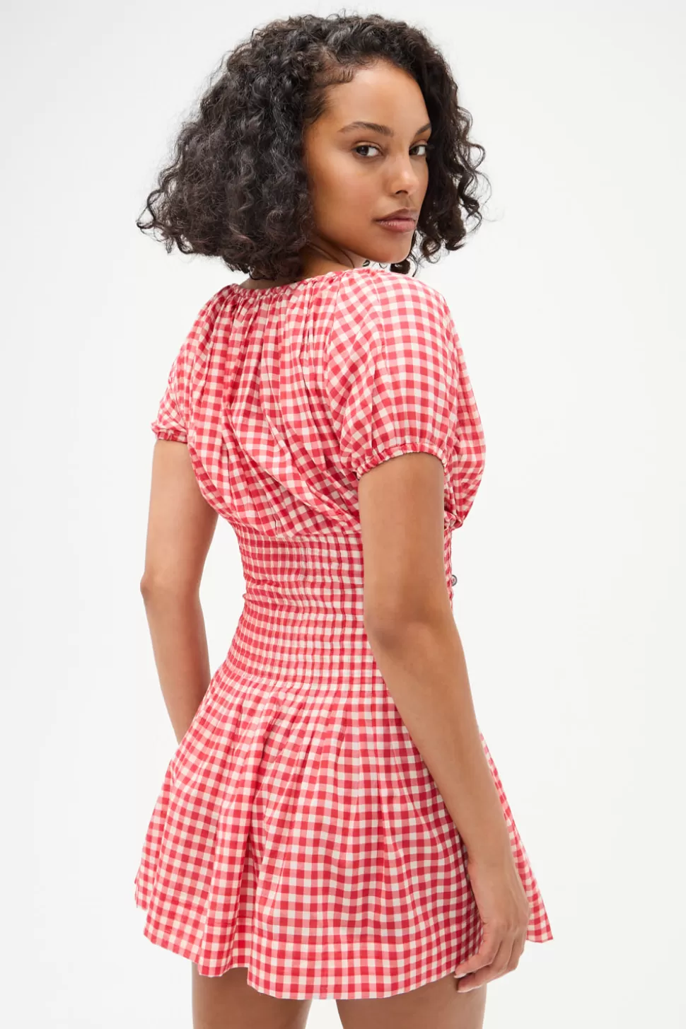 Frankies Bikinis Dresses>Sadie Gingham Mini Dress Cherry Gingham