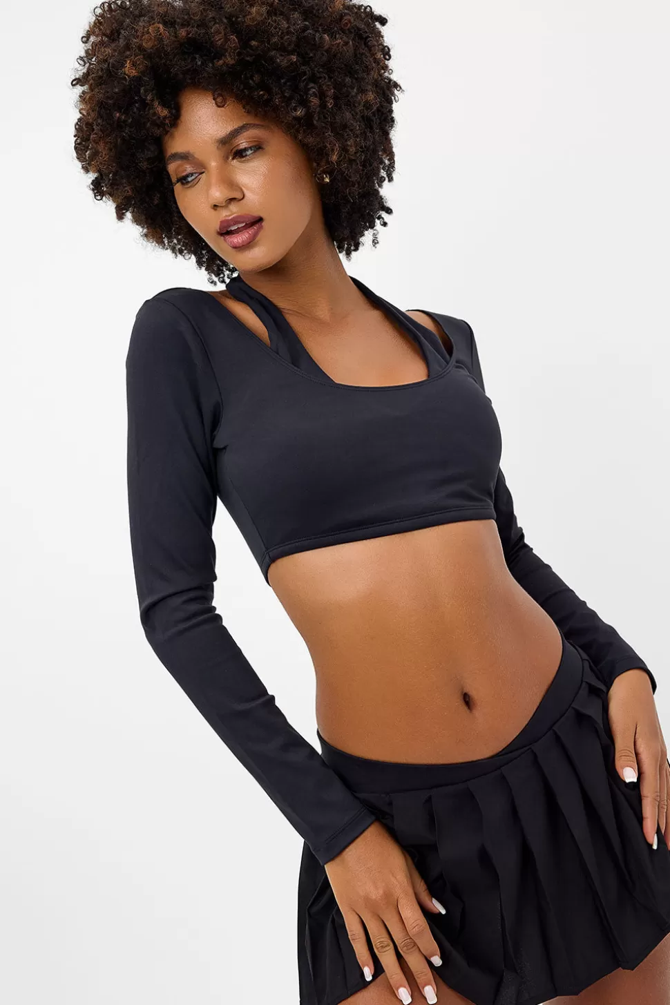 Frankies Bikinis Active>Speedy Long Sleeve Crop Top Black