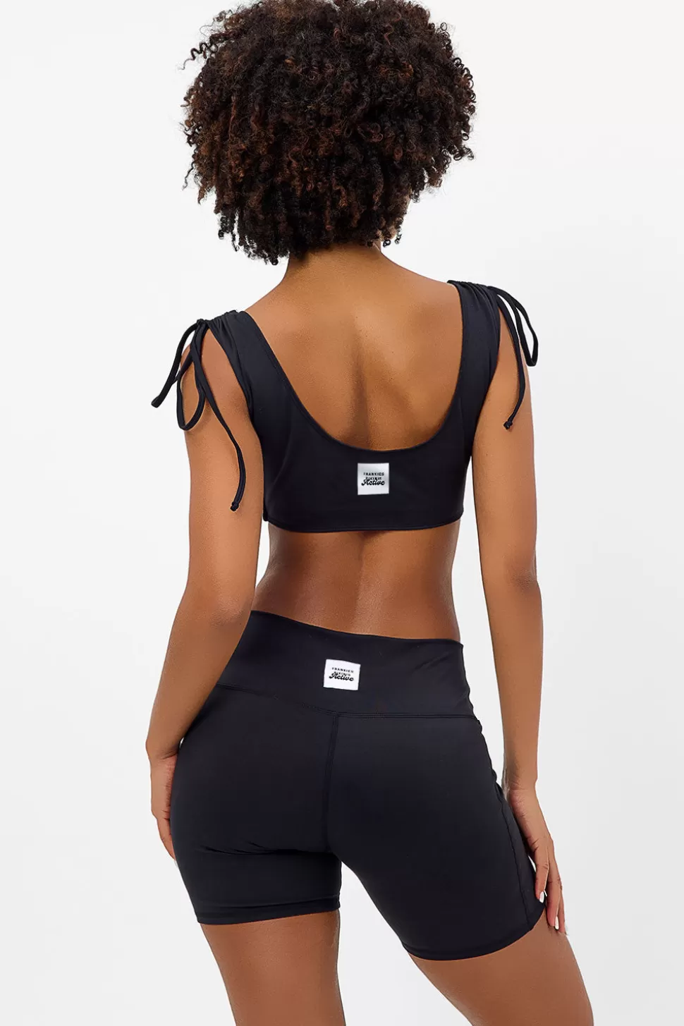 Frankies Bikinis Active>Windy Ruched Crop Top Black