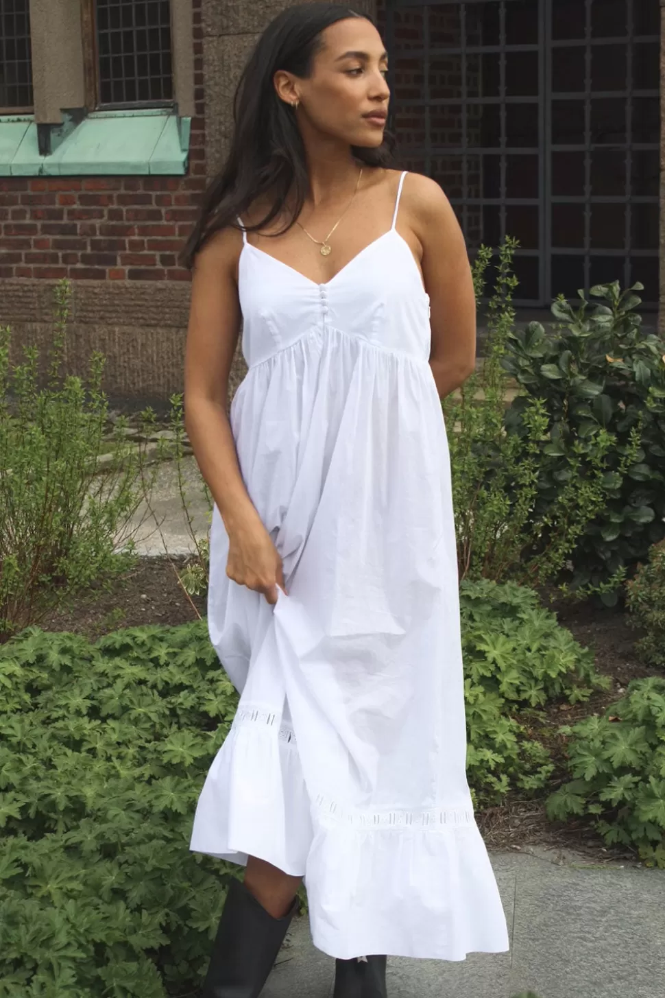 Frankies Bikinis Dresses>X DJERF AVENUE Airy Poplin Midi Dress White