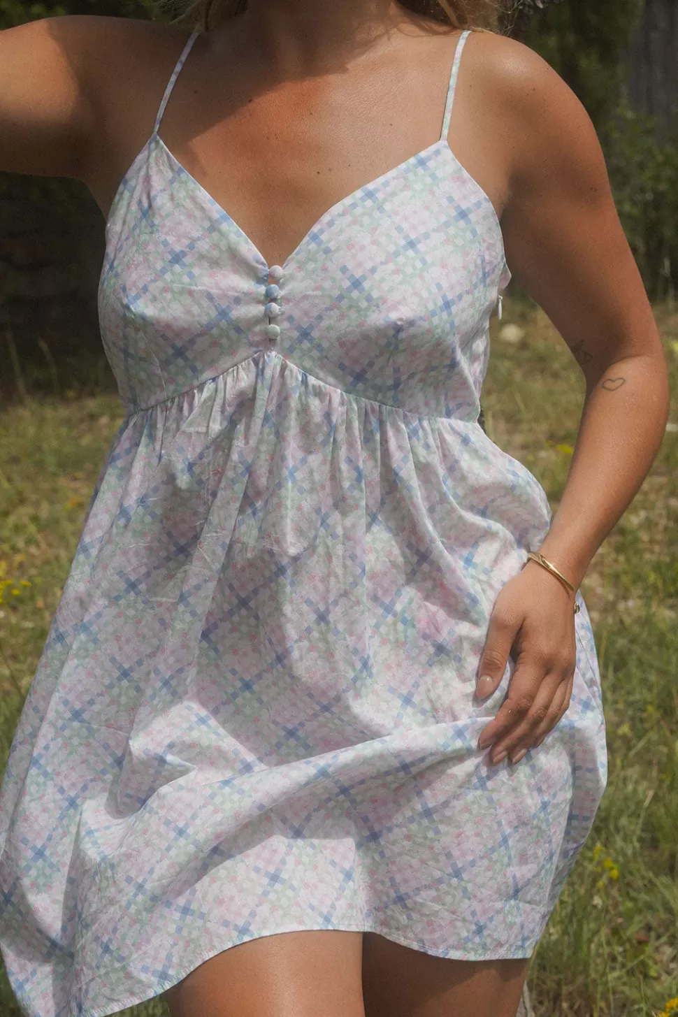 Frankies Bikinis Dresses>X DJERF AVENUE Airy Poplin Mini Dress Cottage Meadow